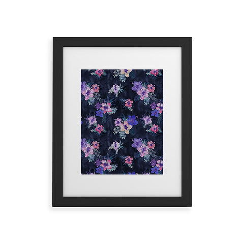 Schatzi Brown Hawaii Flower 3 Dark Blue Framed Art Print