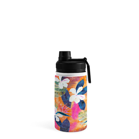 Schatzi Brown Hawaii Flower 4 Orange Water Bottle