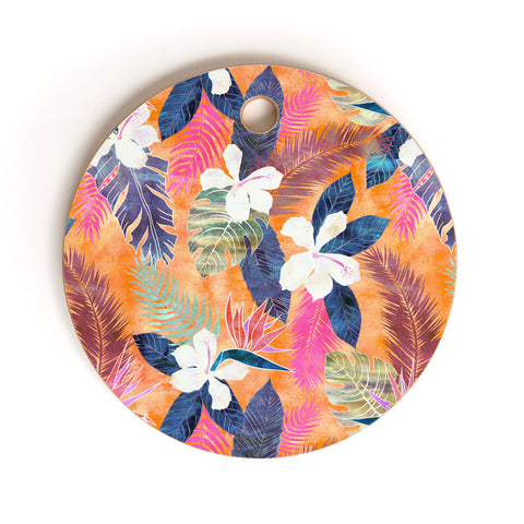 Schatzi Brown Hawaii Flower 4 Orange Cutting Board Round