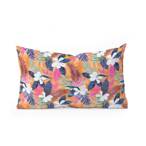 Schatzi Brown Hawaii Flower 4 Orange Oblong Throw Pillow