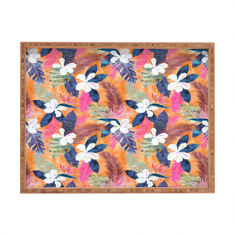 Schatzi Brown Hawaii Flower 4 Orange Rectangular Tray