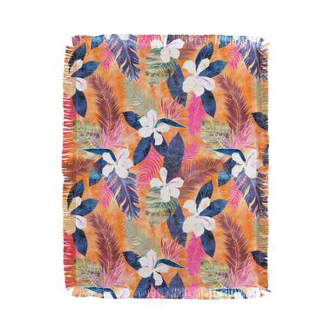 Schatzi Brown Hawaii Flower 4 Orange Throw Blanket