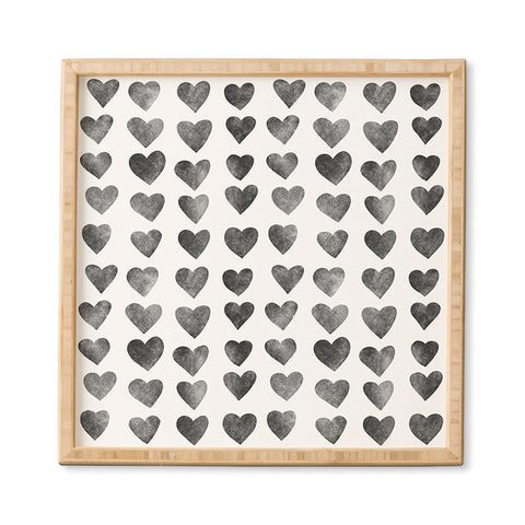 Schatzi Brown Heart Stamps Black and White Framed Wall Art
