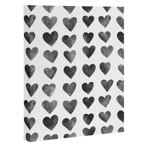 Schatzi Brown Heart Stamps Black and White Art Canvas