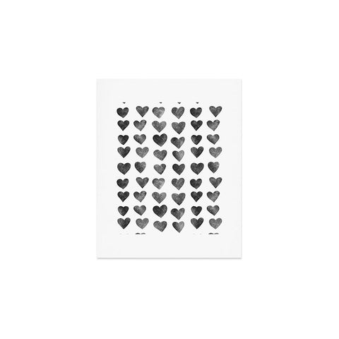 Schatzi Brown Heart Stamps Black and White Art Print