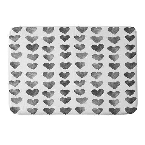 Schatzi Brown Heart Stamps Black and White Memory Foam Bath Mat