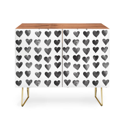 Schatzi Brown Heart Stamps Black and White Credenza