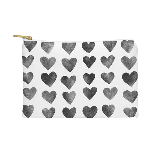 Schatzi Brown Heart Stamps Black and White Pouch
