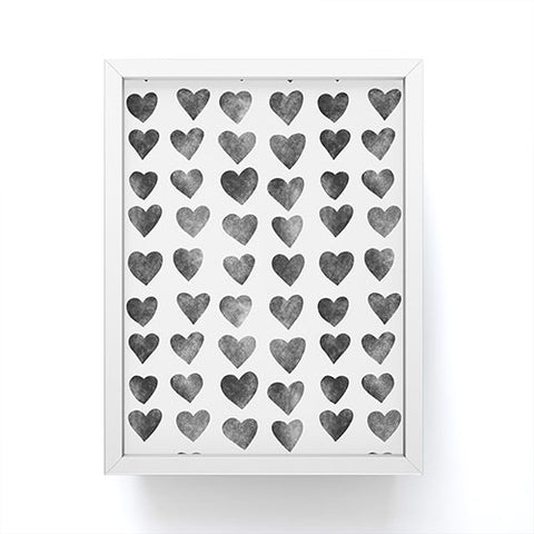 Schatzi Brown Heart Stamps Black and White Framed Mini Art Print