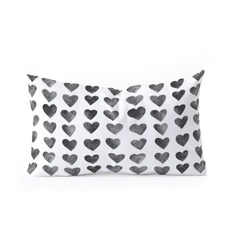Schatzi Brown Heart Stamps Black and White Oblong Throw Pillow