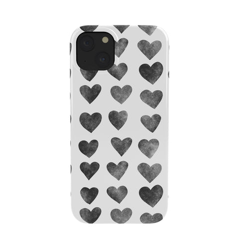 Schatzi Brown Heart Stamps Black and White Phone Case