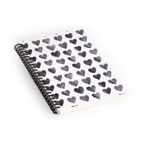 Schatzi Brown Heart Stamps Black and White Spiral Notebook