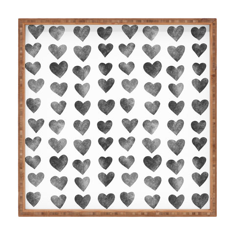 Schatzi Brown Heart Stamps Black and White Square Tray