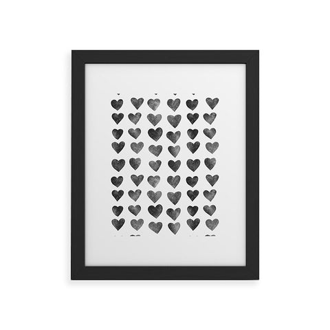 Schatzi Brown Heart Stamps Black and White Framed Art Print