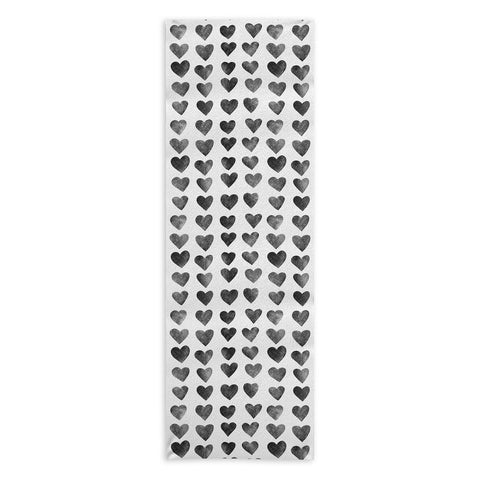 Schatzi Brown Heart Stamps Black and White Yoga Towel