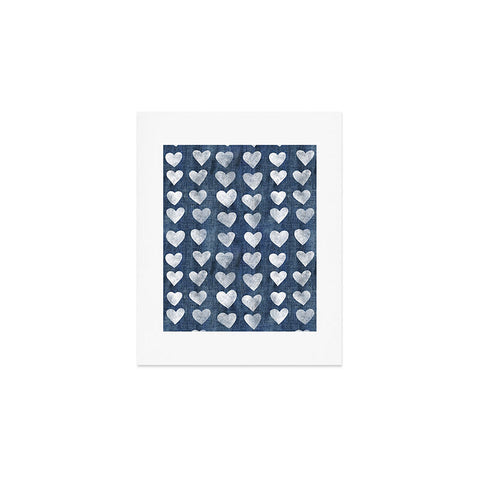 Schatzi Brown Heart Stamps Denim Art Print