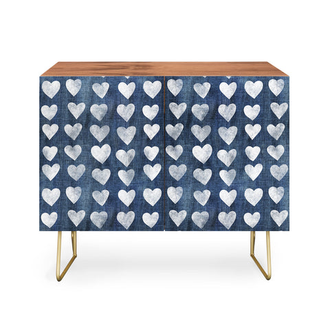 Schatzi Brown Heart Stamps Denim Credenza