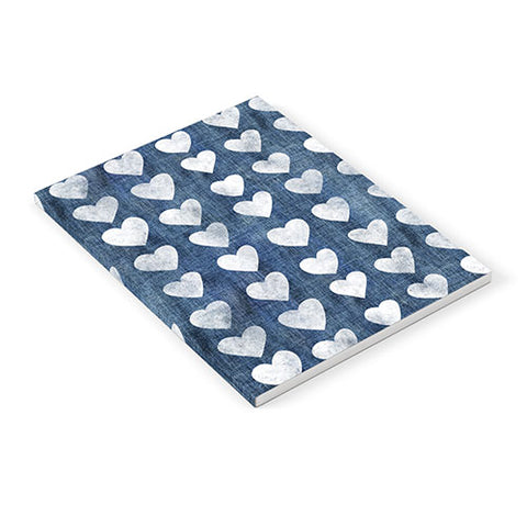 Schatzi Brown Heart Stamps Denim Notebook