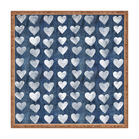 Schatzi Brown Heart Stamps Denim Square Tray