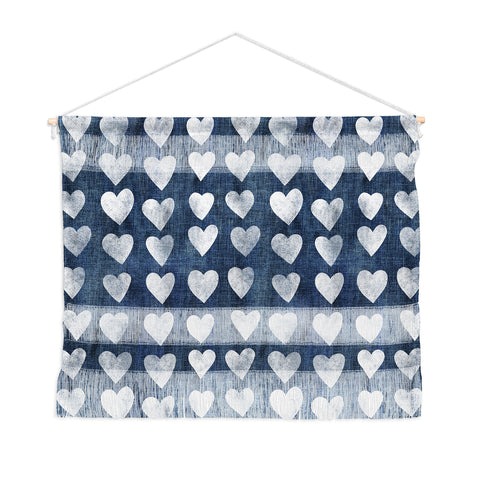 Schatzi Brown Heart Stamps Denim Wall Hanging Landscape