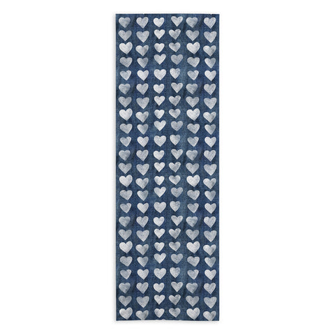 Schatzi Brown Heart Stamps Denim Yoga Towel