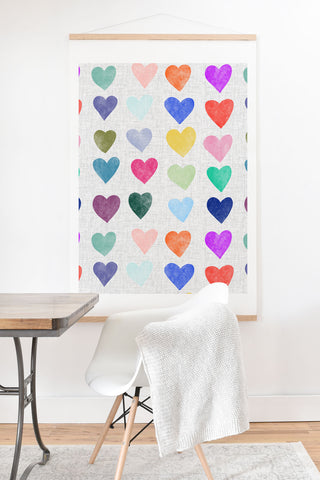 Schatzi Brown Heart Stamps Multi Art Print And Hanger