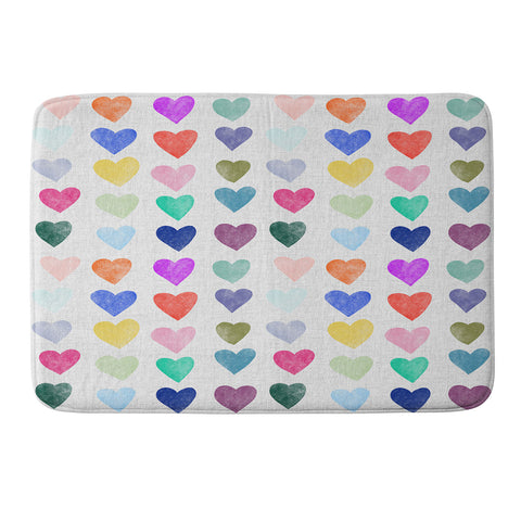 Schatzi Brown Heart Stamps Multi Memory Foam Bath Mat