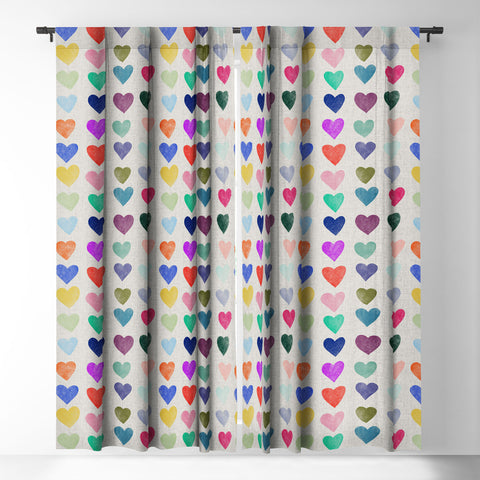 Schatzi Brown Heart Stamps Multi Blackout Window Curtain