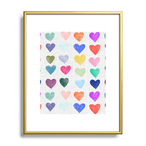 Schatzi Brown Heart Stamps Multi Metal Framed Art Print