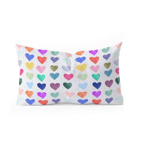 Schatzi Brown Heart Stamps Multi Oblong Throw Pillow