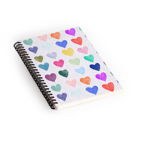 Schatzi Brown Heart Stamps Multi Spiral Notebook