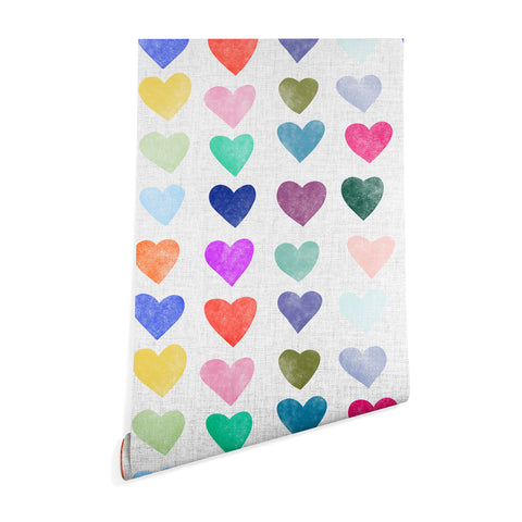 Schatzi Brown Heart Stamps Multi Wallpaper