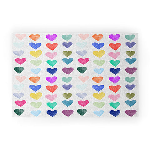 Schatzi Brown Heart Stamps Multi Welcome Mat