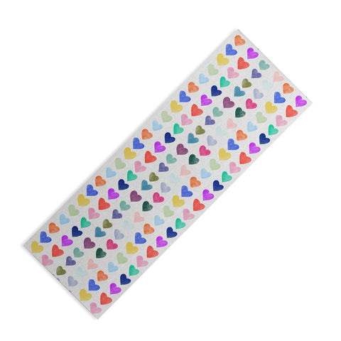 Schatzi Brown Heart Stamps Multi Yoga Mat