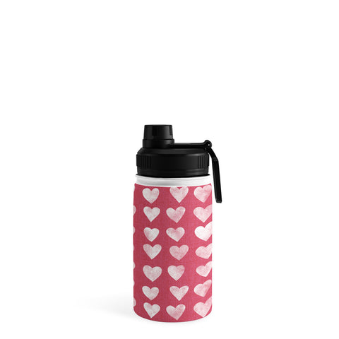 Schatzi Brown Heart Stamps Pink Water Bottle