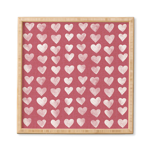 Schatzi Brown Heart Stamps Pink Framed Wall Art