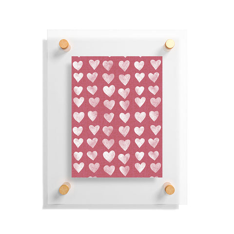 Schatzi Brown Heart Stamps Pink Floating Acrylic Print