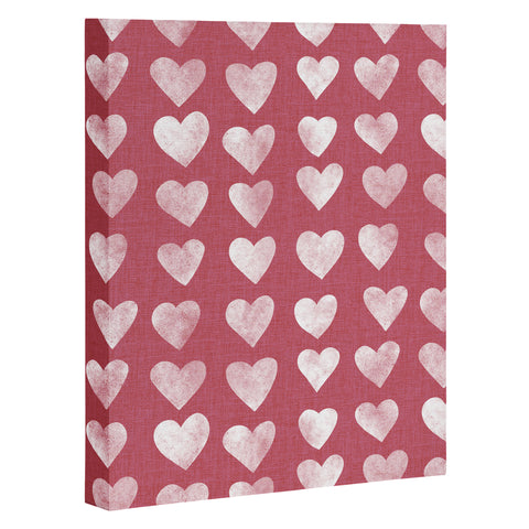Schatzi Brown Heart Stamps Pink Art Canvas