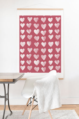 Schatzi Brown Heart Stamps Pink Art Print And Hanger