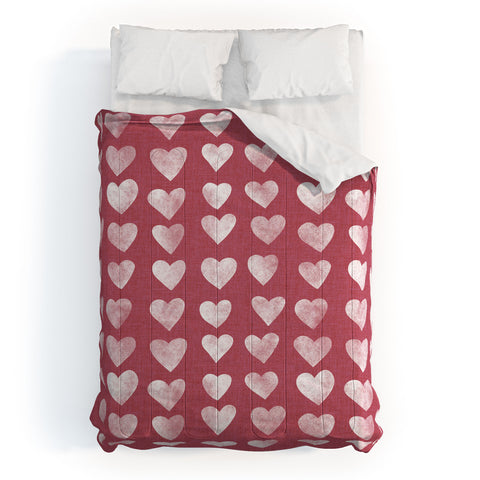 Schatzi Brown Heart Stamps Pink Comforter