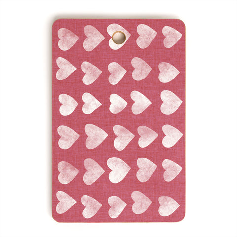 Schatzi Brown Heart Stamps Pink Cutting Board Rectangle