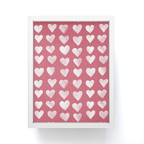 Schatzi Brown Heart Stamps Pink Framed Mini Art Print