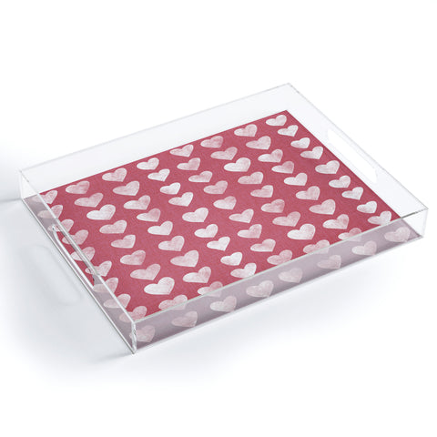 Schatzi Brown Heart Stamps Pink Acrylic Tray