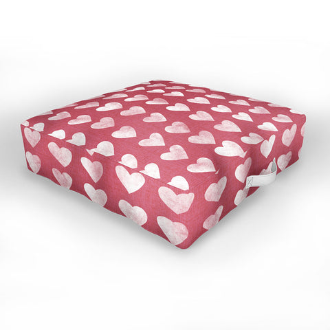Schatzi Brown Heart Stamps Pink Outdoor Floor Cushion