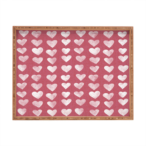 Schatzi Brown Heart Stamps Pink Rectangular Tray