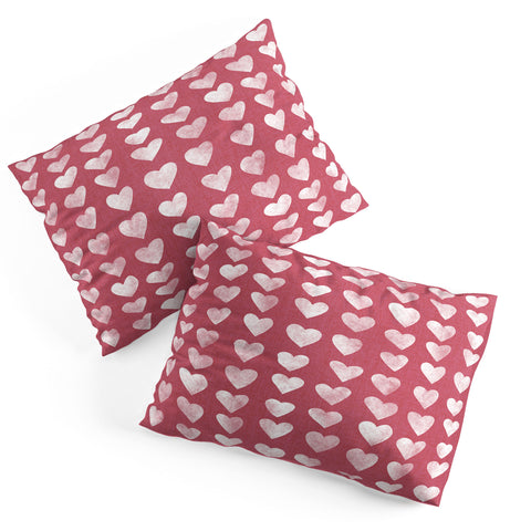 Schatzi Brown Heart Stamps Pink Pillow Shams