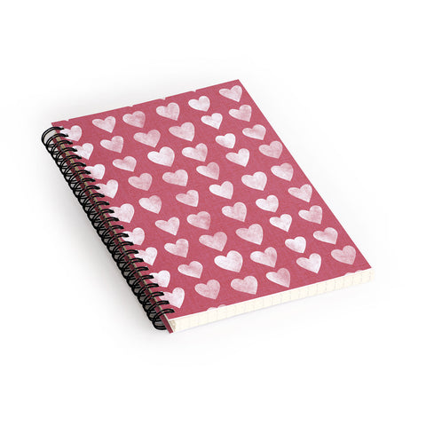 Schatzi Brown Heart Stamps Pink Spiral Notebook