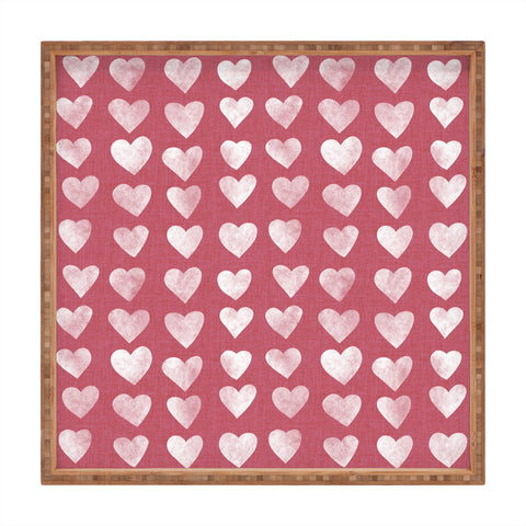 Schatzi Brown Heart Stamps Pink Square Tray