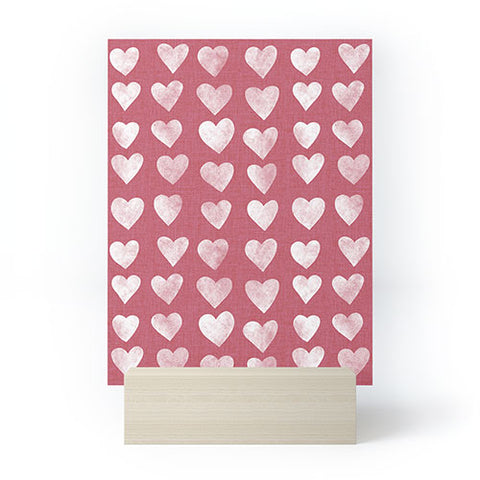 Schatzi Brown Heart Stamps Pink Mini Art Print