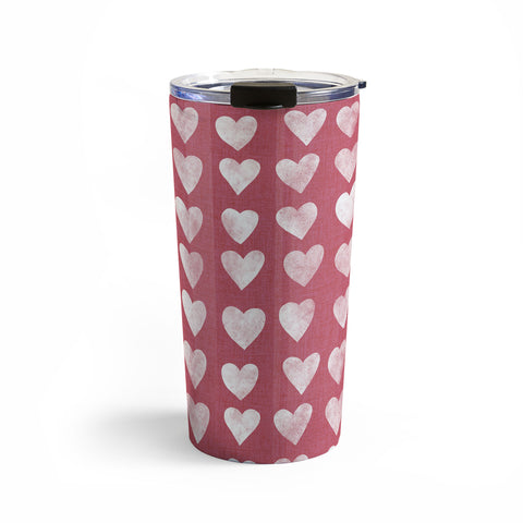 Schatzi Brown Heart Stamps Pink Travel Mug